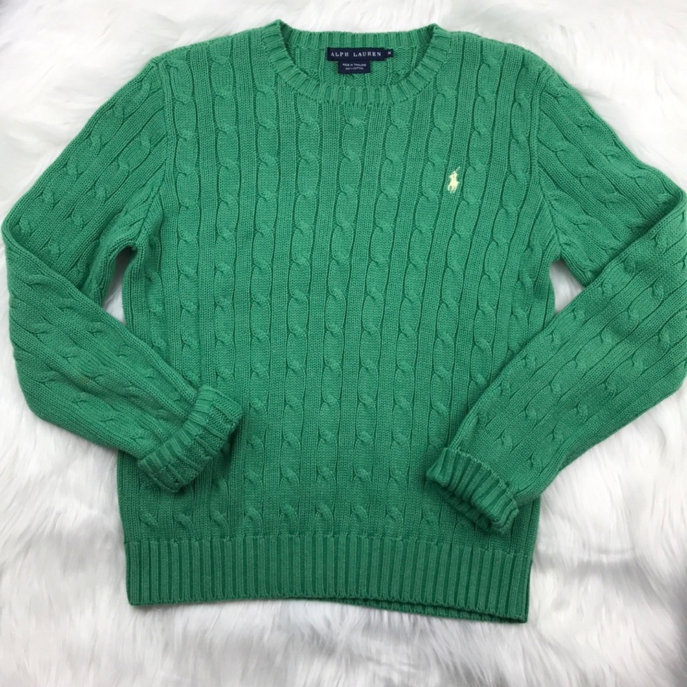 Ralph Lauren Green Cable Knit Sweater